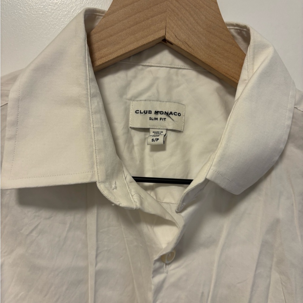 Club Monaco Men's Cream Slim Fit Dress Shirt